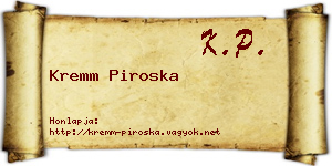 Kremm Piroska névjegykártya